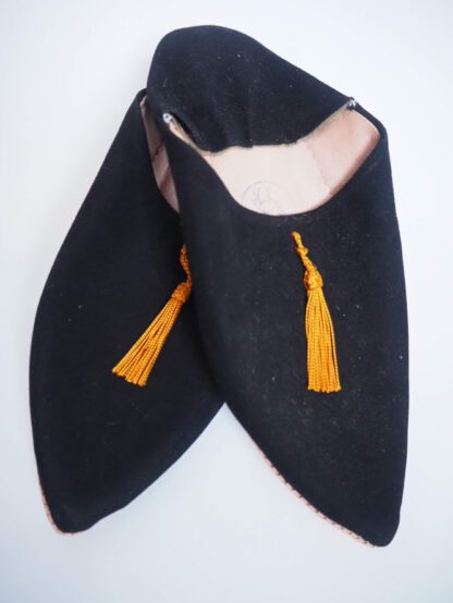 Babouche Svart Orange dusk