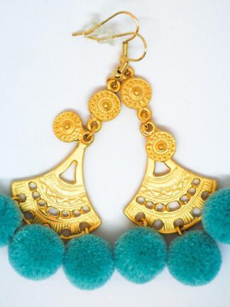 Gold Salma Pom Pom Aqua