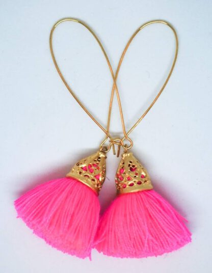 Gold Waikiki Tassel Earrings - Flamingo