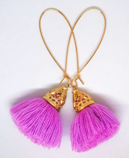 Gold Waikiki Tassel Earrings Lilac