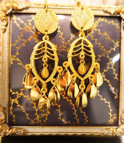 Gold Agadir Tribal Drop Earrings