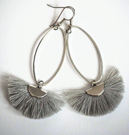 Silver Caprioska Tassel Earrings Silver Grey