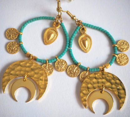 Gold Cleo Earrings Aquamarine