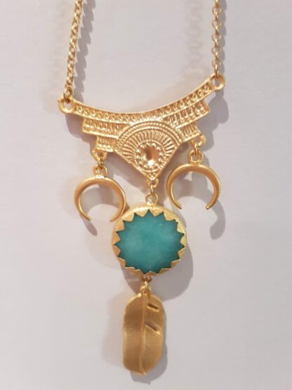 Gold Arianna Moon Aquamarine