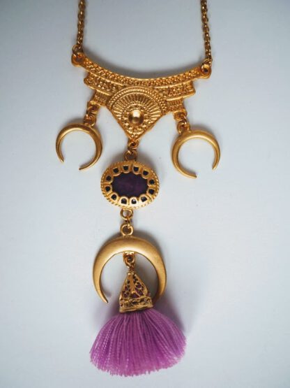 Gold Chiara Moon Necklace Lilac