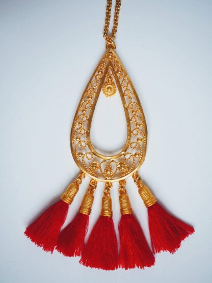 Gold Samira Tassel Necklace Red