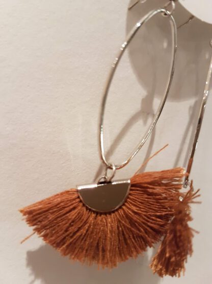 Silver Caprioska Tassel Earrings Tan