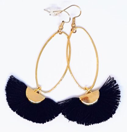 Gold Caprioska Tassel Earrings Black