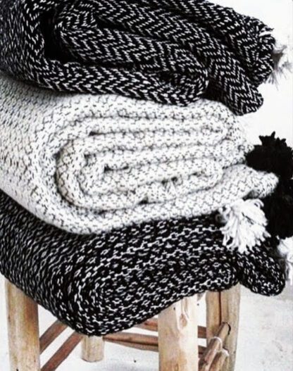 Pom pom teppe Svart