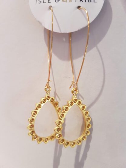 Gold Teardrop Drop Earrings