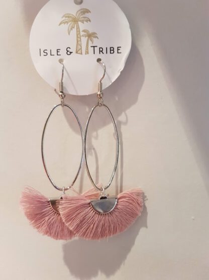 Silver Caprioska Tassel Earrings Dusty Pink