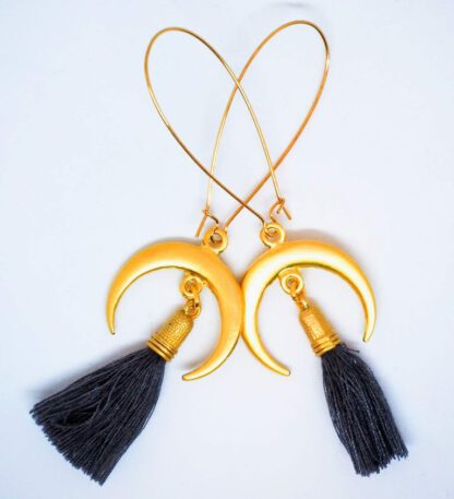 Gold Celeste Tassel Earrings Charcoal