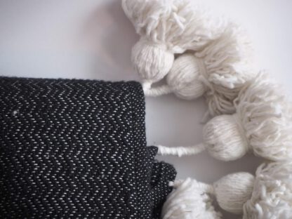 Pom pom teppe Svart ULL