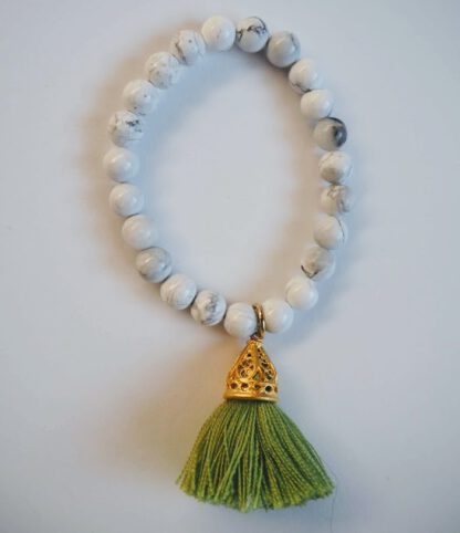 Gold Leilani Tassel Bracelets - Kiwi green