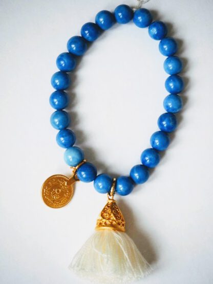 Gold Tassel Coin Bracelet Ivory
