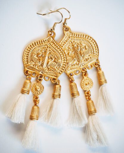 Gold Nineveh Earrings - Ivory Tassel