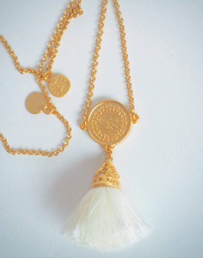 Gold Tassel Necklace Ivory long