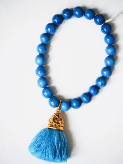 Gold Tassel Bracelet Blue