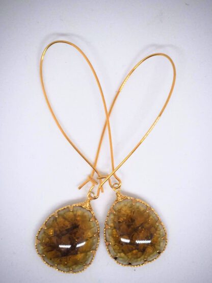 Gold Isle of Capri Earrings - Coconut Husk