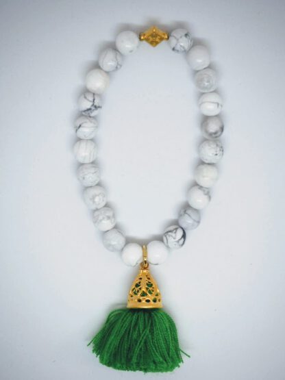 Gold Leilani Tassel Bracelet Emerald green