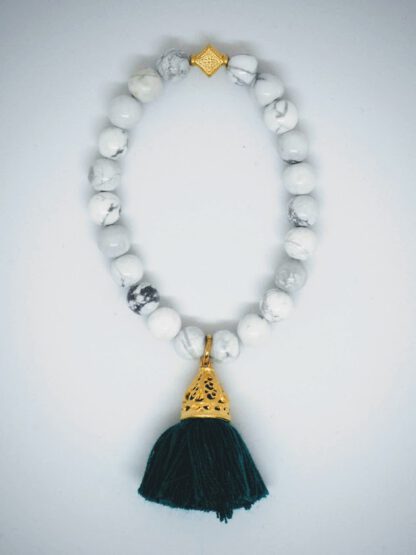 Gold Leilani Tassel Bracelet Peacock jade