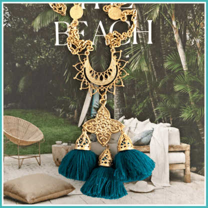Gold Seville Tassel Peacock Jade - Bilde 2