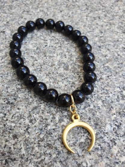 Moon Charm Bracelet Black
