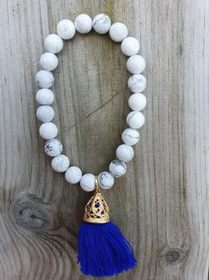 Gold Leilani Tassel Bracelet Sapphire