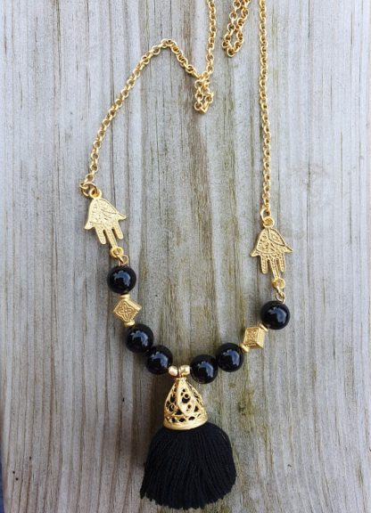 Howlite Tassel Necklace Black