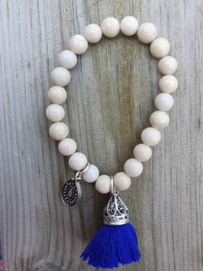 Antique Silver Bisquit Beige Bracelet