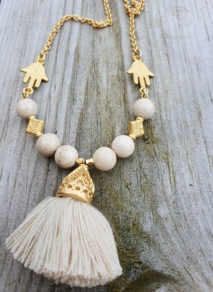 Howlite Tassel Necklace Beige - Bilde 2