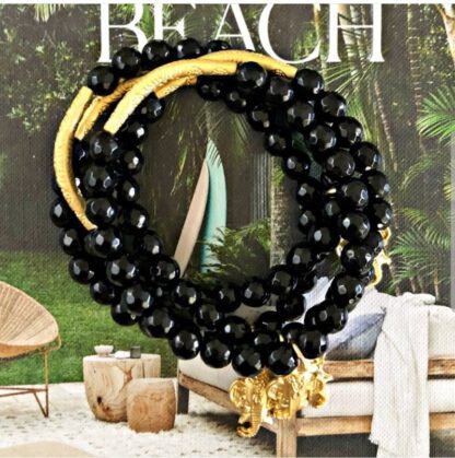 Black Faceted Jade Bracelet Elephant - Bilde 2