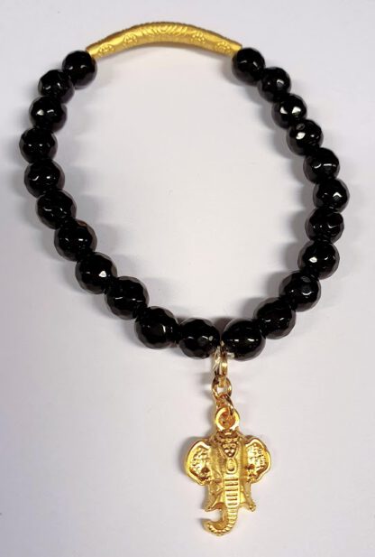 Black Faceted Jade Bracelet Elephant
