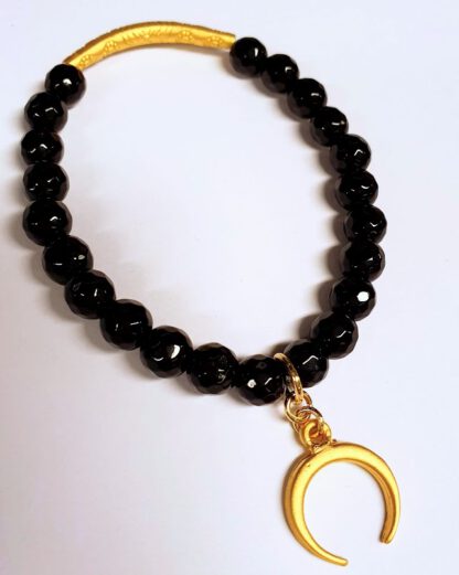 Black Faceted Jade Bracelet Moon