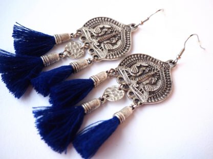 Silver Nina Tassel Earrings Sapphire - Bilde 2