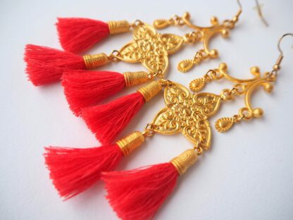Gold Andromeda Tassel Saffron Red