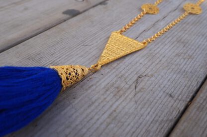 Gold Lola Tassel Necklace Sapphire