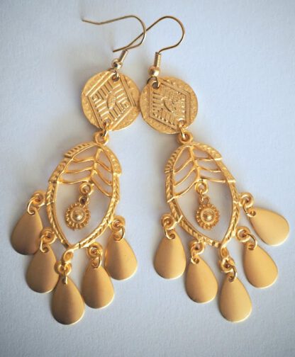 Gold Agadir Tribal Brushed Gold Teardrop