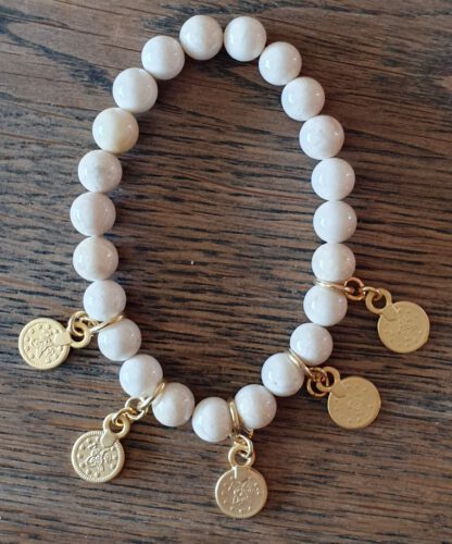 Gold Coin Bracelet Beige