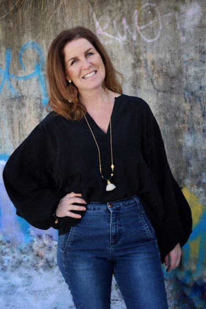 Bibi Balloon Noir Silk Top | |
