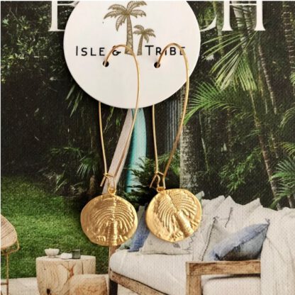 Øredobber | medaljong i gull med palme