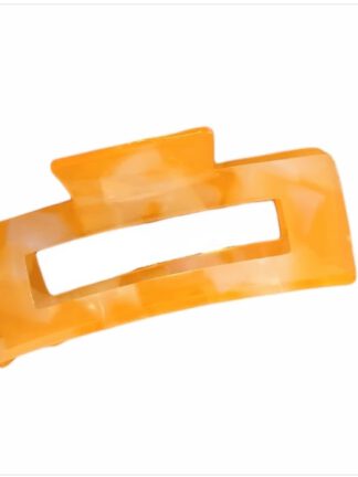 Hårklype Basic firkant ekstra stor | Transparent orange/hvit perlemor
