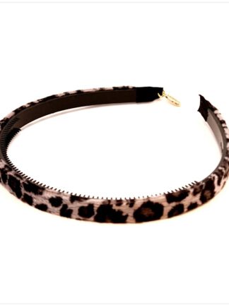 Hårbøyle Velour Smal | Grå leopard