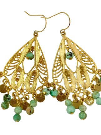 Gold Lola Filigree Turquoise | Øredobber fra Isle & Tribe