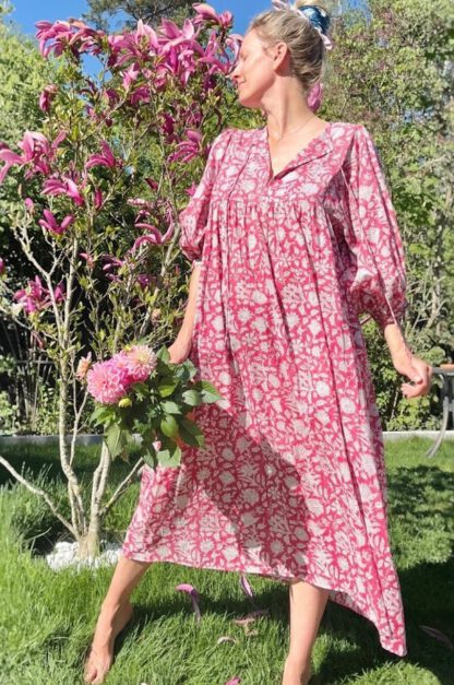 Olivia Lotus Berry, kjole midi | Kjole i indisk bomull - Bilde 2
