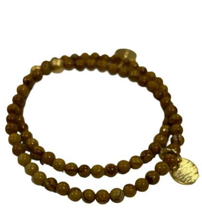 Caramel Jasper Gold Disc Bracelet, armbånd med mineralsteinen jaspis