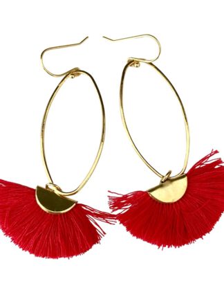 Gold Caprioska Tassel Earrings - Pomegranate, øredobber med dusk