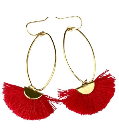 Gold Caprioska Tassel Earrings - Pomegranate, øredobber med dusk