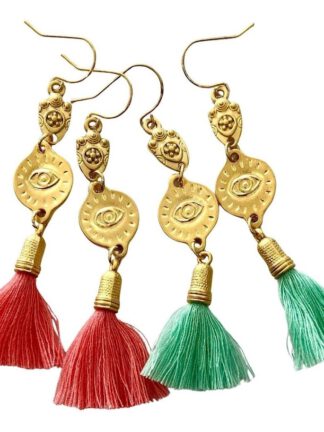 Gold Ishtar Tassel Earrings Mint, øredobber med dusk