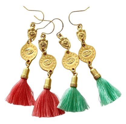 Gold Ishtar Tassel Earrings Mint, øredobber med dusk